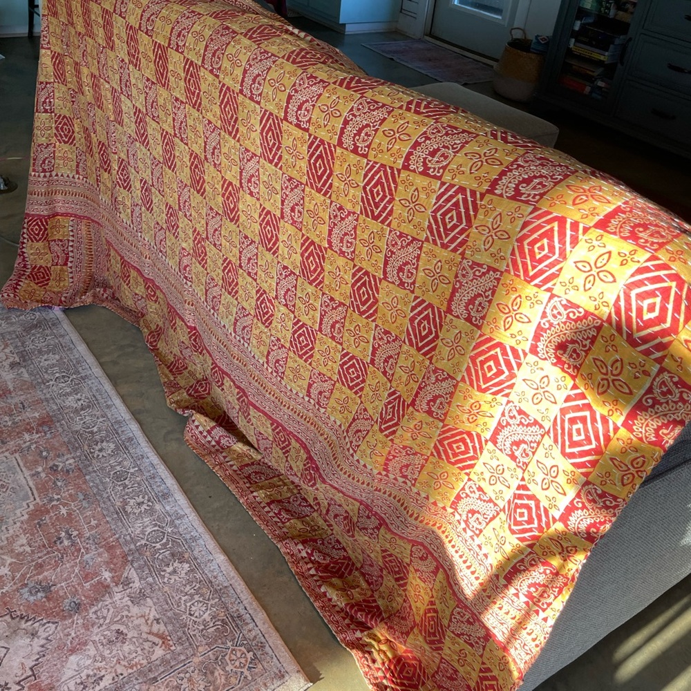 Twin 85x55 Kantha Handmade Quilt Boho Festival Hippie 100% Cotton Brand New